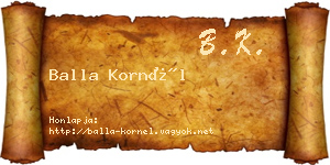 Balla Kornél névjegykártya